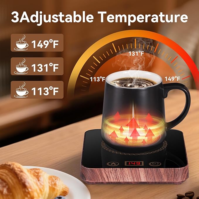 Coffee Mug Warmer for Desk with Auto Shutoff, Coffee Cup Warmer for Desk Auto Shut Off with 3 Temp. Settings & 1-12H Timer (Valentines Day Coffee Gifts)