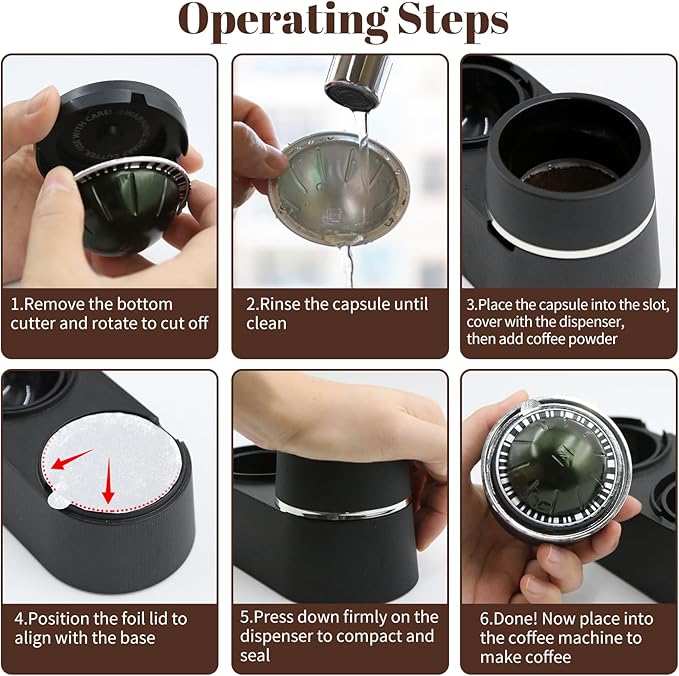 Reusable Coffee Pods Kit Compatible for Nespresso Vertuoline Pods, Refill Dual Pods Kit with Upgrade Lid Opener, 52 Pcs Aluminum Foil Seals Lids for Nespresso VertuoPlus Espresso Machine(No pods)