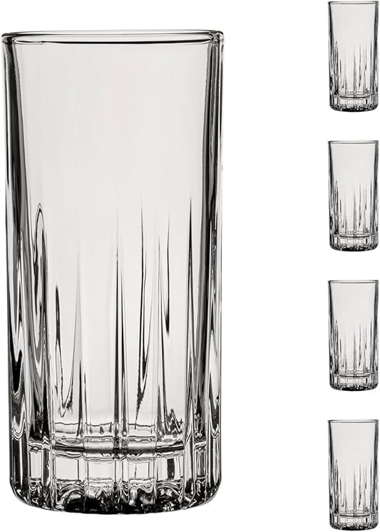 Ocean by Anchor Hocking Present Glassware Traze Highball Glasses (4-Pieces), 12-ounce, Dishwasher Safe