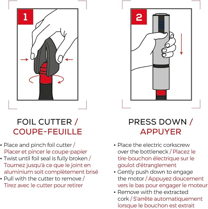 Peugeot - Elis Touch Electric Corkscrew - Rechargeable Bottle Opener with Battery and Charging Base, Stainless Steel, 10.6 inches