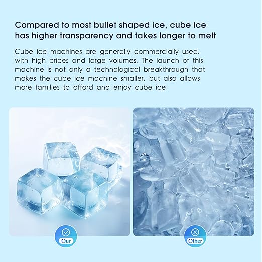 VECYS Cube Ice Maker, Premium Countertop Ice Machine 34LBS Daily Ice Making Capacity and Self-Clean Function with Ice Scoop and Basket, Black