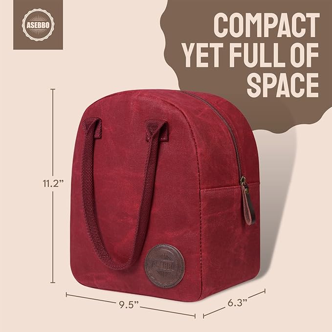 ASEBBO Insulated Lunch Bag for Women & Men (Passion Red)