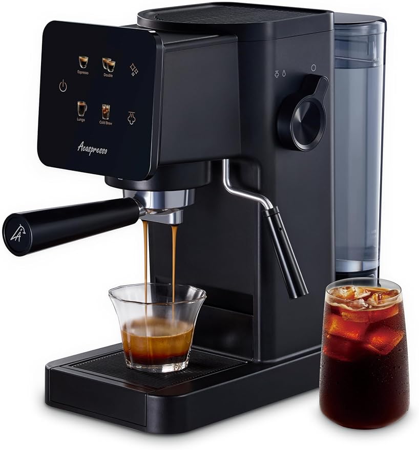 Espresso Machine with Touchscreen, 20 Bar Espresso Maker with Milk Frother and Steam Wand, Cold Brew Coffee Machine for Home, Latte Cappuccino Maker, 41oz Removable Water Tank