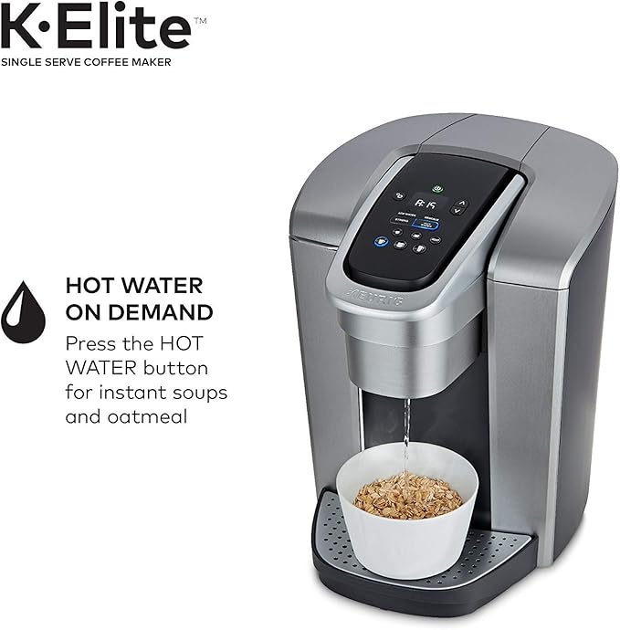 Keurig C K-Elite Maker, Single Serve K-Cup Pod Brewer, with Iced Coffee Capability, Extra Included, 75oz, Brushed Silver Plus Filter Bundle