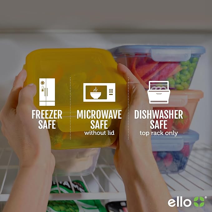 Ello Snap & Nest 10-Piece 4.5 Cup Plastic Meal Prep Set, Reusable Food Containers for Healthy Eating, Freezer, Dishwasher Safe, Cactus Blooms
