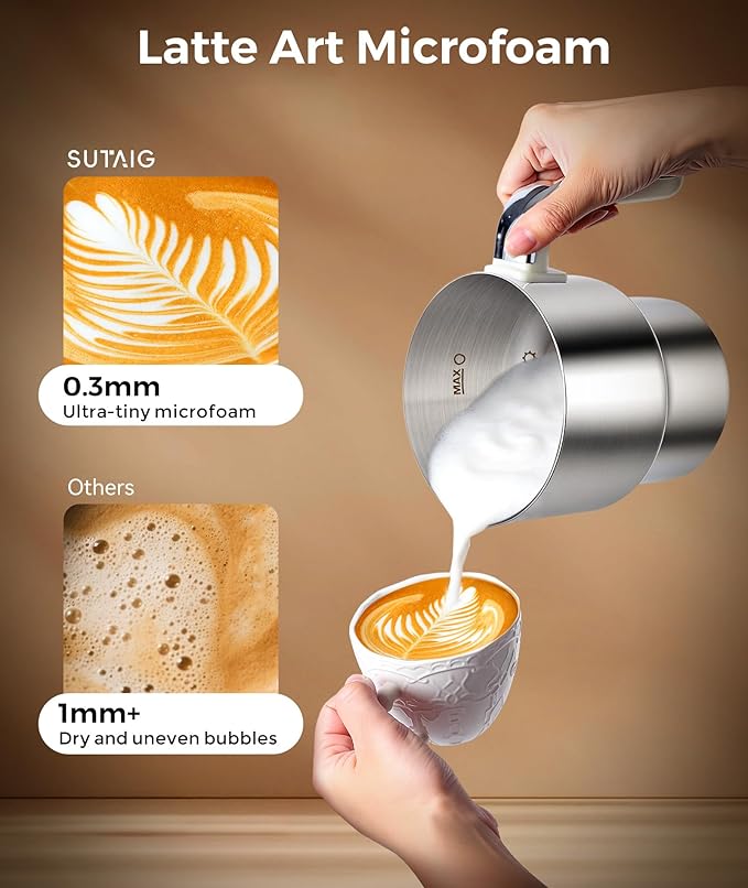 Milk Frother, 27oz All-in-1 Milk Steamer and Frother for Coffee, Variable Froth Thickness, Hot & Cold Foam Milk Warmer with Temperature Control
