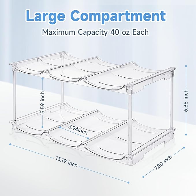 Stackable Water Bottle Organizer for Stanley 40 oz Tumbler, Water Bottle Holder for Cabinet, Pantry Kitchen Organizers and Storage for Stanley Cup Accessories, Tumbler Organizer and Wine Rack, 2Pack