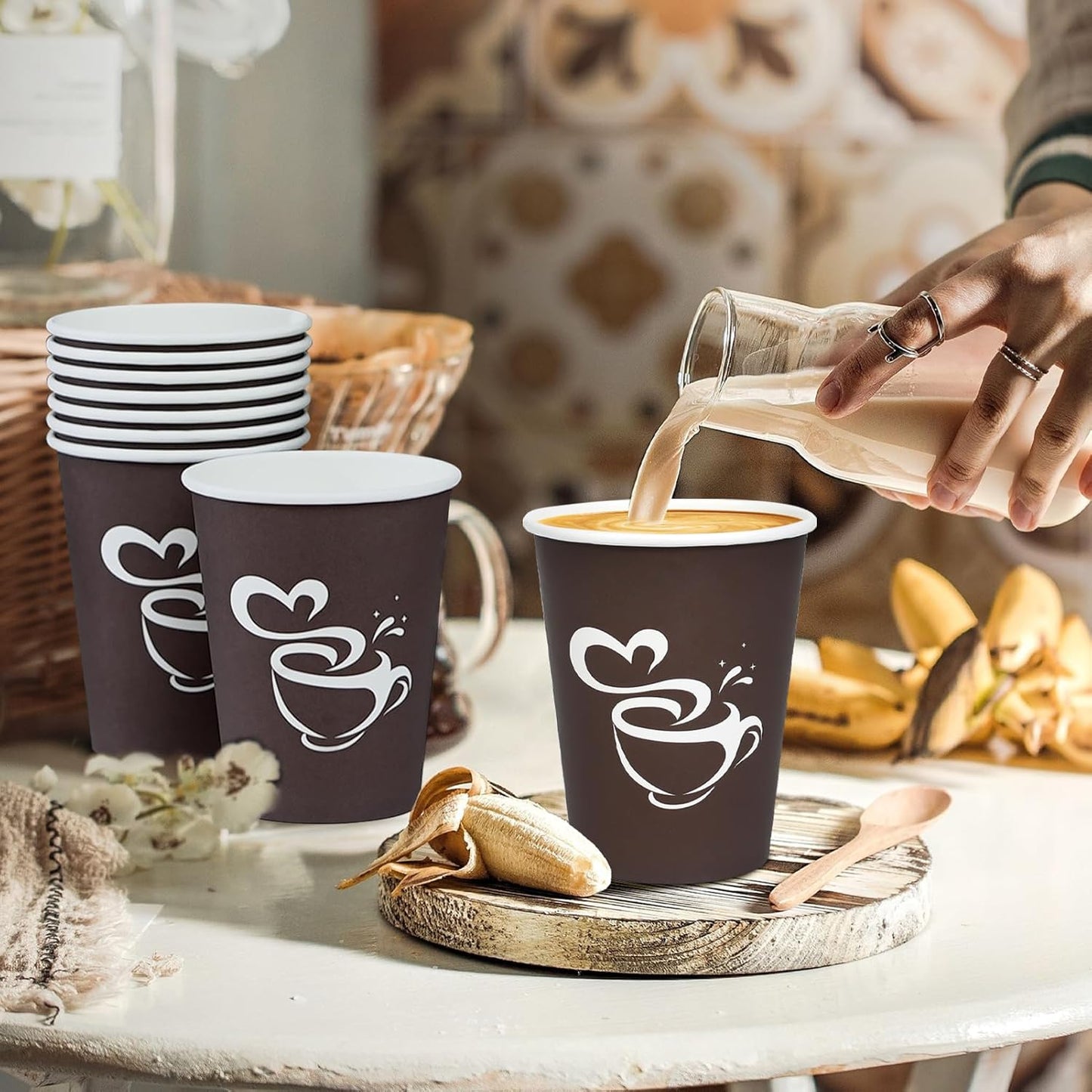 1000 Count 12 oz Paper Coffee Cups, Disposable Drinking Cups for Hot or Cold Beverage, 12 ounce Brown Coffee Cups for Party, Business, Travel, Picnic