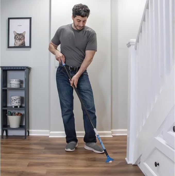 Unger Professional Long Handle Floor Scraper Tool with 4ft (48”) Handle, Reversible Blade Tool for Cleaning Concrete, Linoleum Flooring, Vinyl, Tile, High-Gloss, Marble