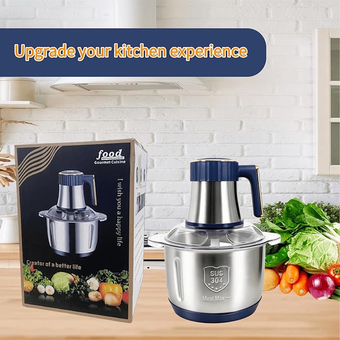 Food Processor,5-Speed Electric Food Chopper,Meat Grinder 5L(20Cups) with Two 6-Blade Sets,500W Powerful Vegetable Chopper Used for Dough Mixing,Meat, Nuts, Fruits, Garlic and Vegetables