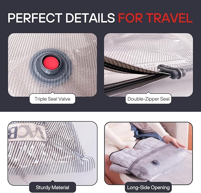 VMstr 18 Pack Travel Vacuum Storage Bags with High Pressure Electric Pump(DC Power), Carry-on Size Space Saver Compression Bags for Clothes, Luggage & Packing