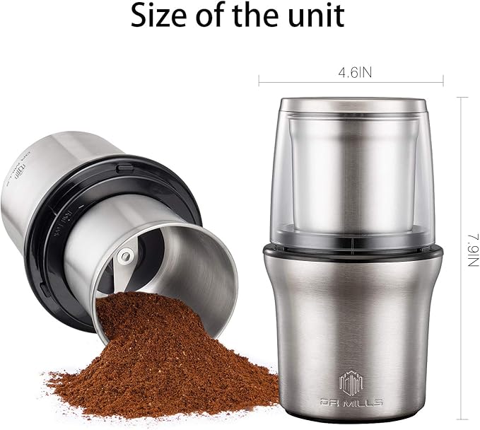 DR MILLS DM-7412N Coffee Grinder Electric and Spice Coffee Grinder with Removable SUS304 Stainless Steel Washable Cup