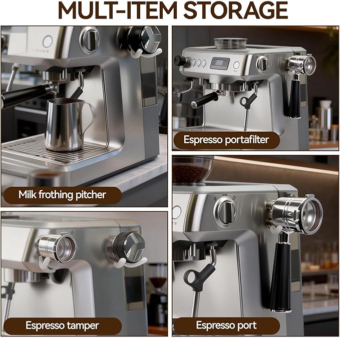 Espresso Accessories Kit Stainless Steel Magnetic Portafilter Holder, Universal Espresso Stand with Adhesive Patch Compatible with Breville, Ninja Luxe Cafe, Rancilio & 51/53/58mm Portafilters