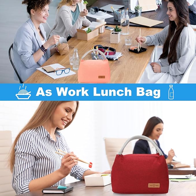 Silkfly Insulated Lunch Bag Bulk Reusable Thermal Leakproof Tote Cooler Lunch Bag for Women Men Work Picnic Office Travel, 5 Colors(10 Pcs)