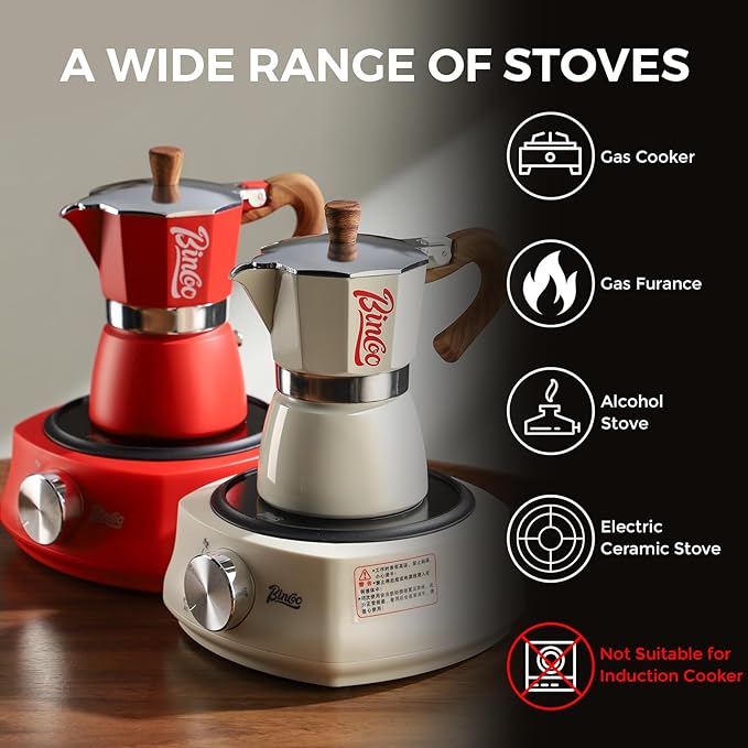Espresso Maker Stovetop, Moka Pot 3 Cups, Espresso Pot Classic Italian Coffee Maker,Single Safety Valve (Blue, 3 Cup)