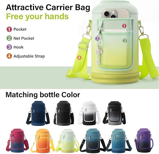DYSANKY 1 Gallon Insulated Water Bottle | Upgraded Thickened Stainless Steel Metal Portable Sports Large Water Jug for Gym and Hiking with Carrier Bag, Handle Strap | BPA-Free 128 oz