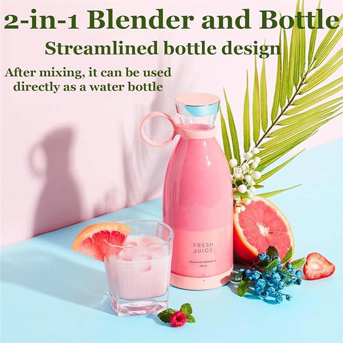Upgraded Fresh Juice Blender Portable, Juicer Portable Blender Shake, 380ML USB/Magnetic Charging for Shakes and Smoothies, with Travel Cup and Lid (White,Magnetic charging)