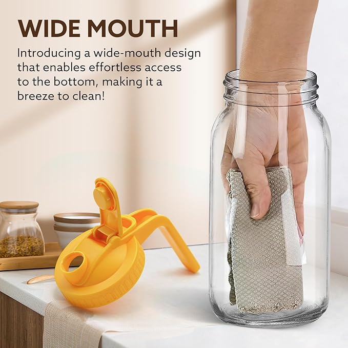 Mihlapi Glass Pitcher with Lid, 64 OZ Mason Jar Pitcher Double Leak Proof, 2 Quart Breast Milk Storage Containers for Fridge, Wide Mouth Glass Jar for Sun Tea, Juice, Cold Brew Coffee