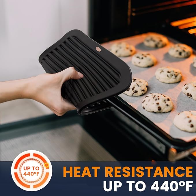 Silicone Trivet Mats 2 Heat Resistant Pot Holders Multipurpose Non-Slip Hot Pads for Kitchen Potholders, Drying mat, Jar Opener, Spoon Holder, Coaster.(Jet Black)