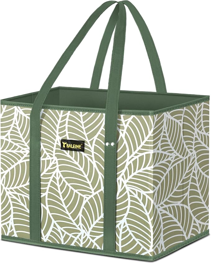 BALEINE 1Pk Reusable Grocery Bags, Foldable Shopping Bags for Groceries with Reinforced Bottom & Handles (Antique Foliage)