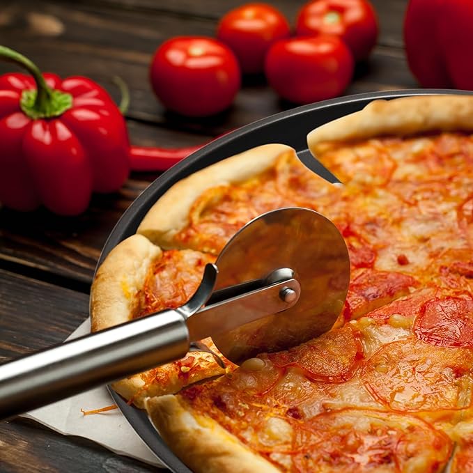 12 Inch Round Pizza Pan with Holes, Carbon Steel Pizza Pans for Frozen & Homemade Pizza, Nonstick Pizza Tray for Oven