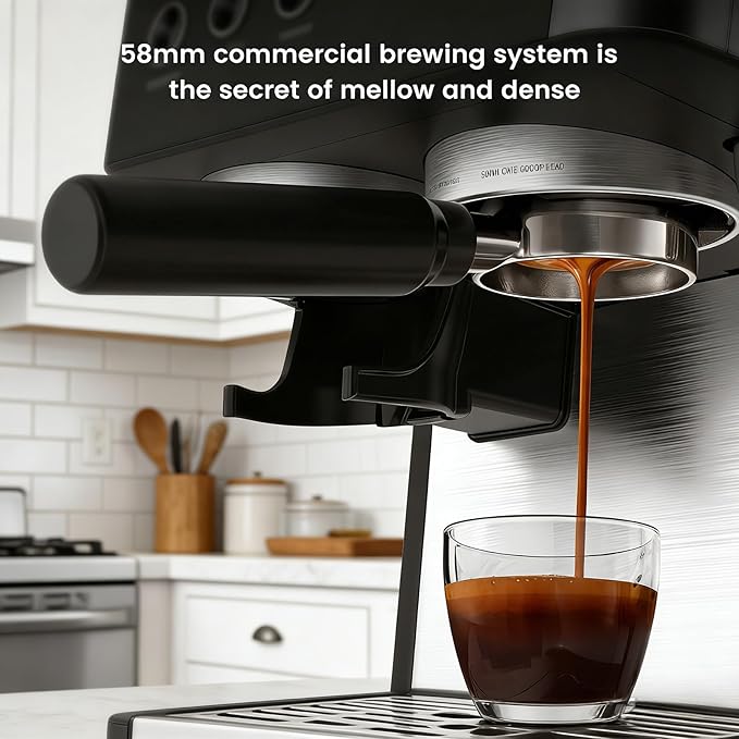 Kndko Espresso Machine, 20Bar Italian Pump & Commercial Steam Wand for Barista-Quality Coffee | Easy to Use with PID Control & Guided Tutorial | All-in-One Kit, Compact Stainless Steel Design