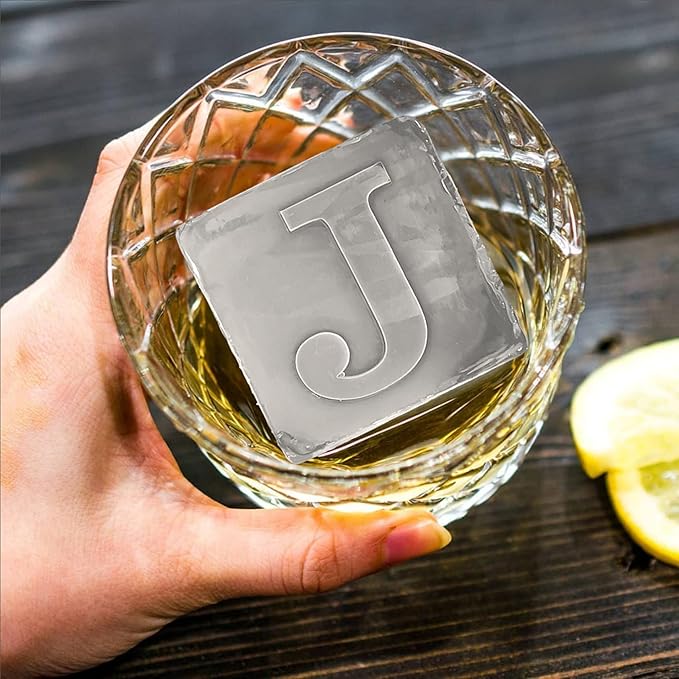 Letter J Monogram Ice Cube Mold Custom Ice Cube Mold 2 Inch Big Initials Silicone Ice Cube Tray Gifts for DAD Gifts for Him