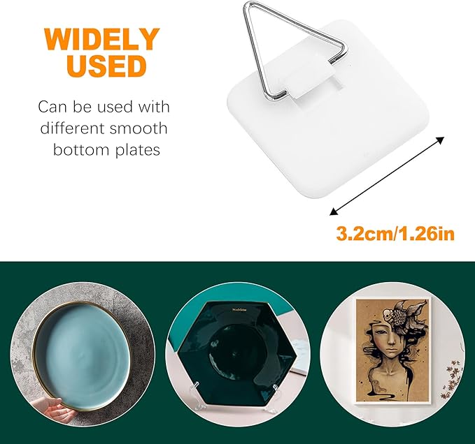 CoguZed 20-Pack 1.25 Inch Invisible Adhesive Plate Hanger Set - Vertical Plate Holders for Wall