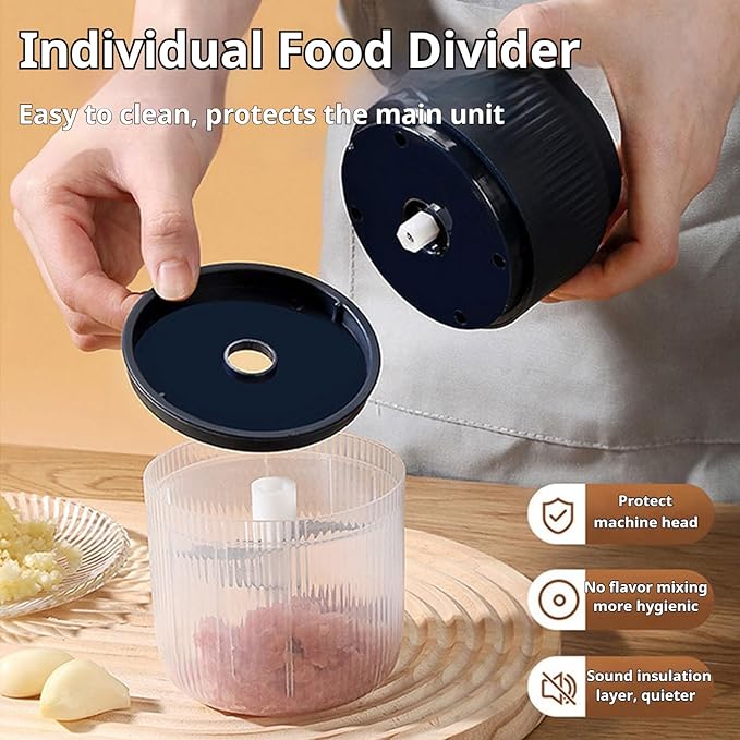 2026 Upgraded Electric Garlic Chopper, Mini Portable Veggie Cutter, USB Rechargeable, 350ML Portable Cordless Mini Food Processor for Nuts Chili Onion Minced Meat and Spices (Blue*1)
