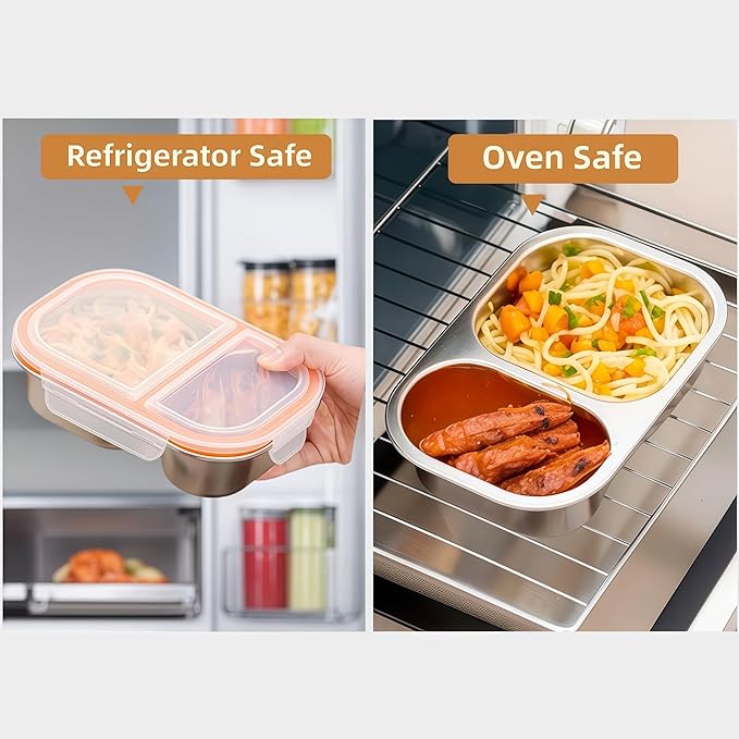 Bandesun Stainless Steel Snack Containers with Lids - 27 oz Salad Sauce Seasoning Container, Reusable Snackle Lunch Box for Kids & Adults, BPA-Free & Leakproof, Condiment Snack Pack Containers