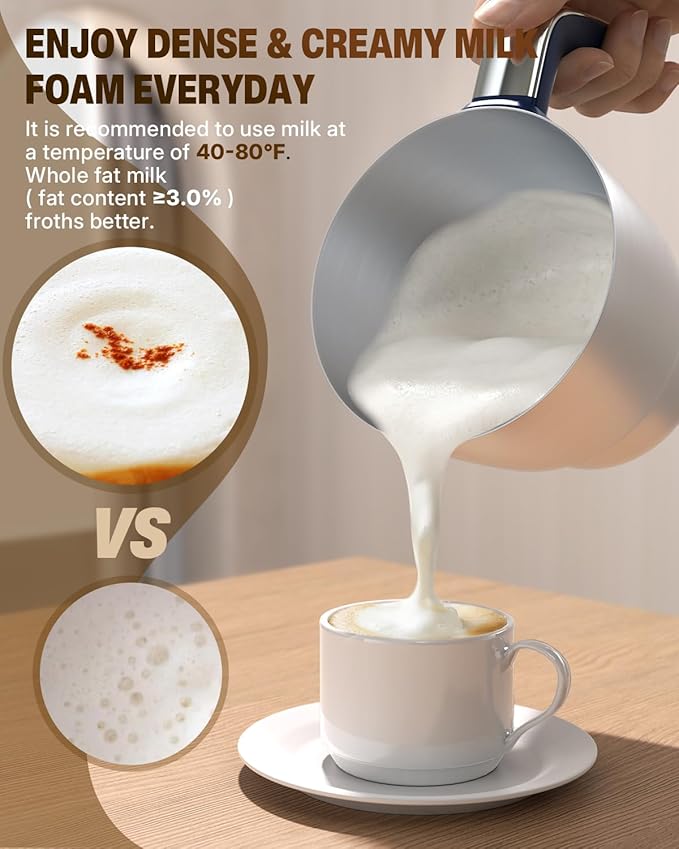 Milk Frother and Steamer, 6 in 1 Electric Foam Maker for Coffee, 16.9oz/500ml Milk Warmer for Latte, Macchiato, Cappuccino, Hot Chocolate Maker, Dishwasher Safe (Blue)