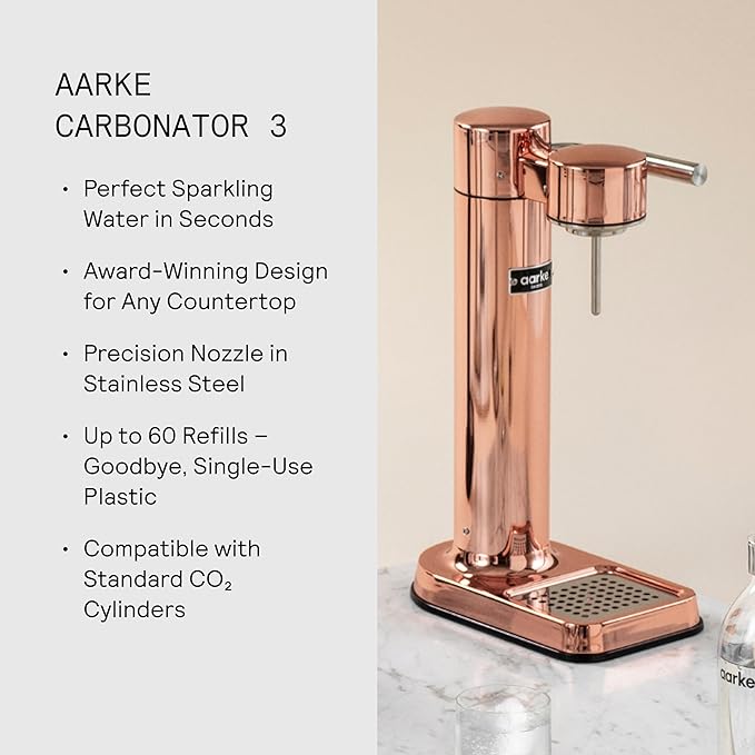 aarke - Carbonator III Premium Carbonator/Sparkling & Seltzer Water Maker with PET Bottle (Copper)