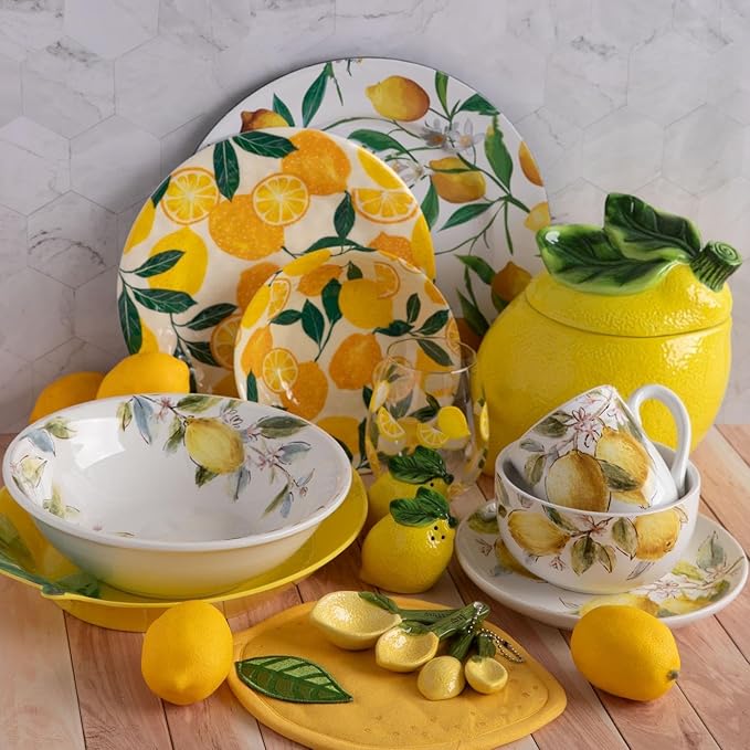 Hobby Lobbby Lemon Shaped Cookie Jar 9" H x 10.5" W x 8.25" D, Yellow, Kichen Decor, Countertop Treat Jar