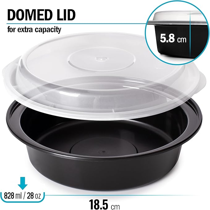 Igluu Meal Prep Containers Reusable (10 Pack) – Round Food Containers with Lids – Stackable, Microwave, Freezer & Dishwasher Safe – 28oz – 1 Compartment – BPA-Free