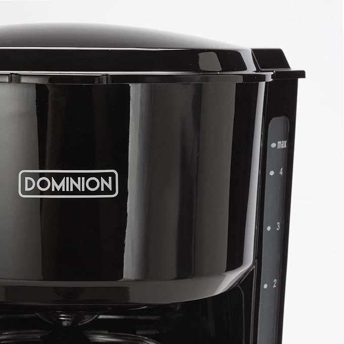 Dominir Compact Coffee Pot Brewer Machine, Quiet Operation with On/Off LED Indicator Light, Convenient Cord Storage and e, Black