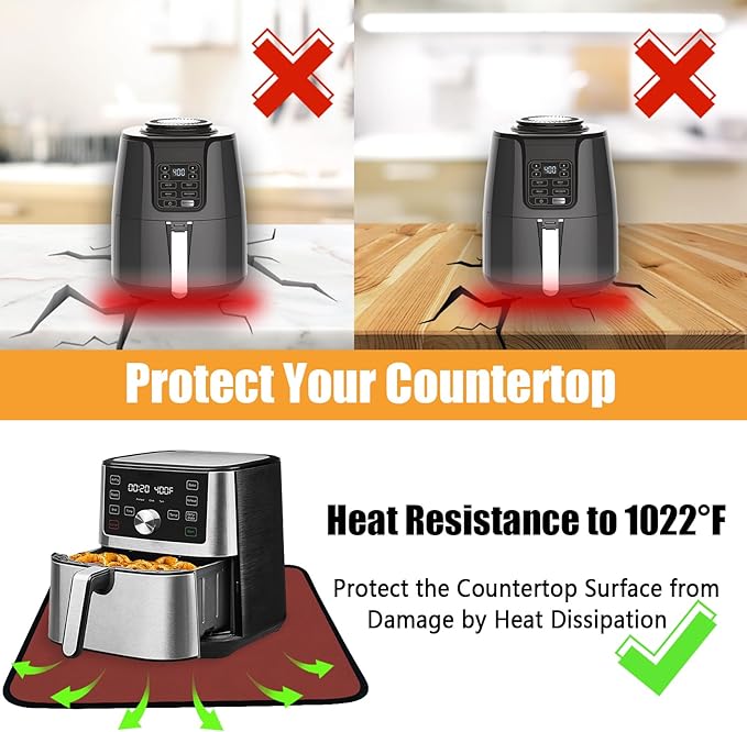 Heat Resistant Mat 21x24in, Hot Pads for Protecting Countertops, Under Air Fryer and Coffee Maker Mat, Extra Wide Protector