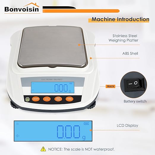 Bonvoisin Lab Scale Rechargeable Electronic Balance 3000gX0.01g Precision Analytical Balance Laboratory Balance Scientific Scale