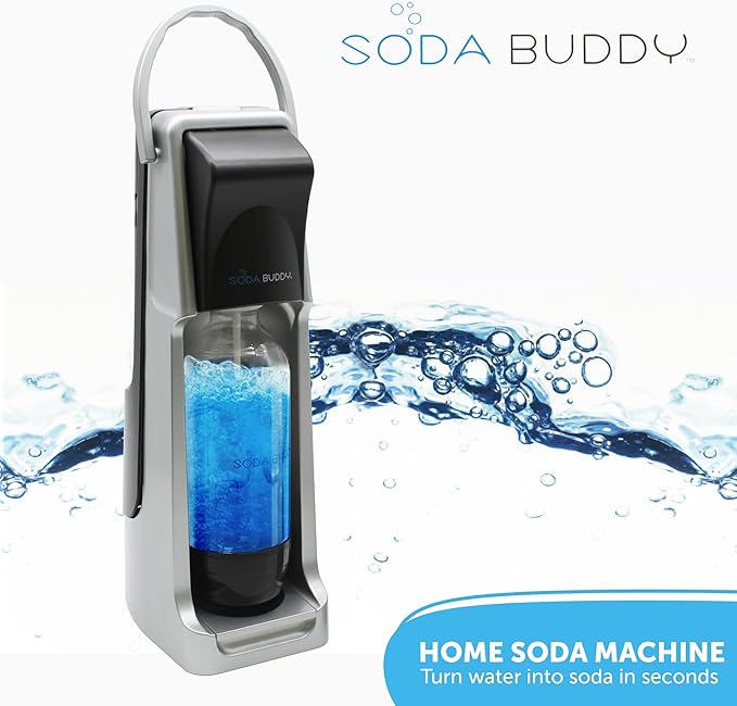 Flame King SodaBuddy Sparkling Water and Soda Maker, Bundle Includes 1 Soda Machine, 1 BPA-Free Bottles, and 1 4-Oz CO2 Carbonator