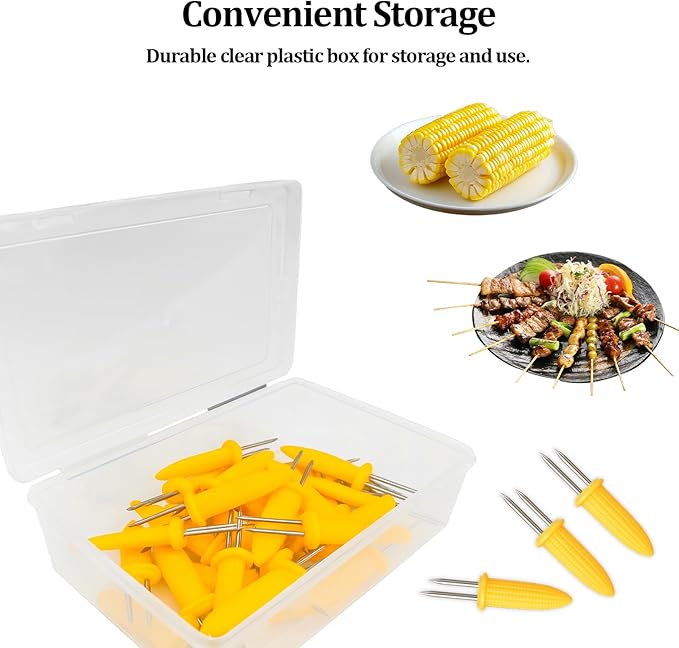 24 PCS Corn Cob Holders - Corn on the Cob Skewers,Corn on the Grill & Cob Skewers for Home & BBQ Cooking