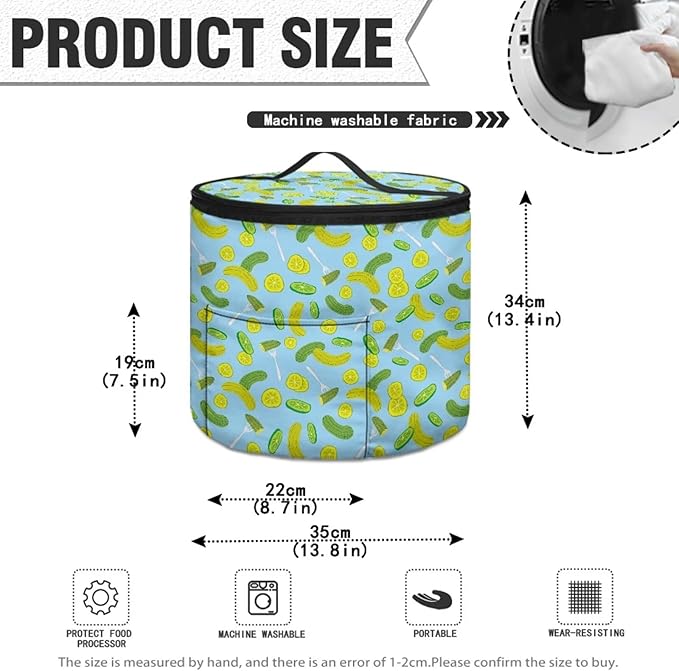 Electric Pressure Cooker Insulation Bag Hand Washable Pressure Cooker Storage Bag Protective Hood with Pocket, Fork Pickled Cucumber