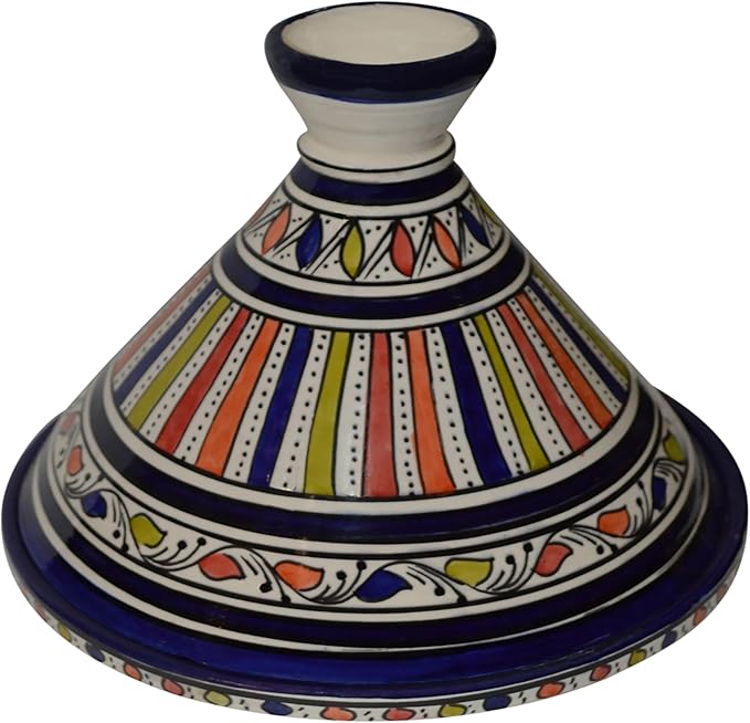 Moroccan Handmade Serving Tagine Exquisite Ceramic With Vivid colors Original large 12 inches Across