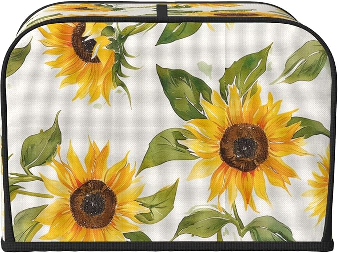Sunflowers Covers for 4 Slice Toasters,Cute Country Bread Machine Cover with Handle,Washable Stain Resistant Kitchen Small Appliance Cover Dining Decor