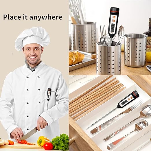 YFL Instant Read Food Thermometer, Waterproof Digital Meat Thermometer with Stainless Steel Probe, Pratical Cooking Thermometer for Oven BBQ Grill Smoker Beef Turkey Camping & Kitchen Gadgets