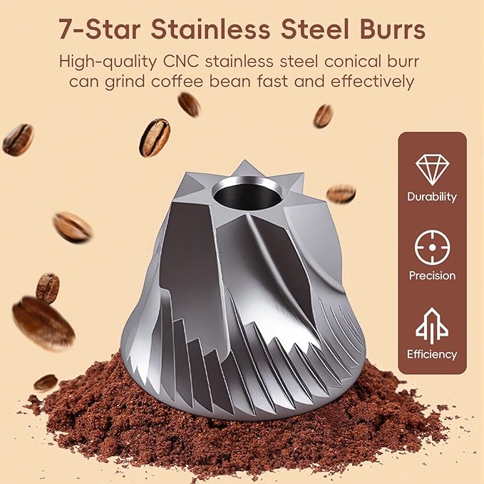 Manual Coffee Grinder with Stainless Steel Conical Grinding Burr Hand Crank Coffee Bean Grinder Mill for Espresso Pour Over French Press Moka for Office Home Camping Traveling
