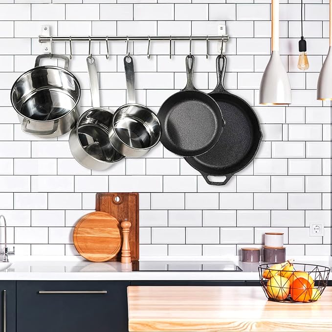 Kitchen Utensils Holder Hanging Racks 304 Stainless Steel Rail Utensil Storage Hanger Wall Mounted Rack for Tools and Pots(80cm)