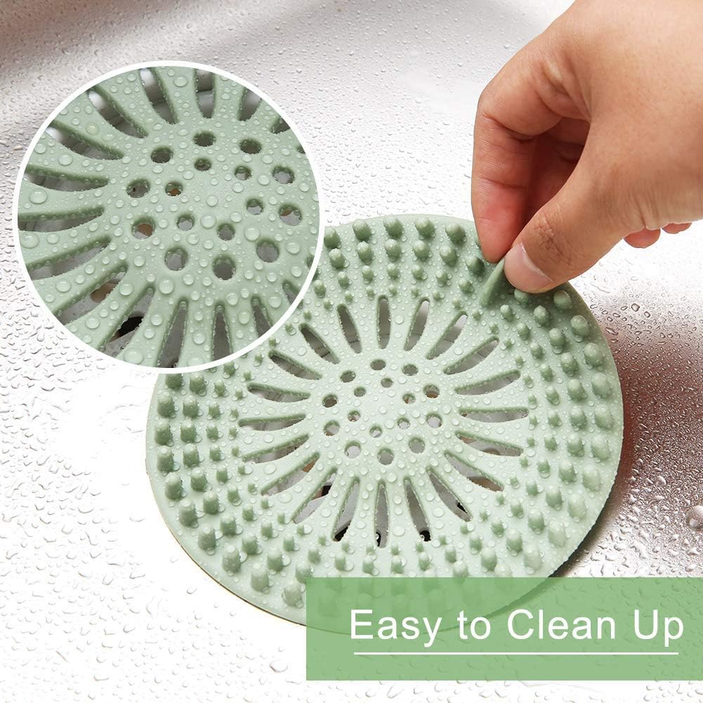 Gotega Bathroom Sink Drain Strainers, Hair Catcher Shower Drain Covers Protector, Flexible TPR Material, Multiple Colors for Bathroom Tub Shower and Sink Hair Trap Garbage Disposal Parts, 5 Pack