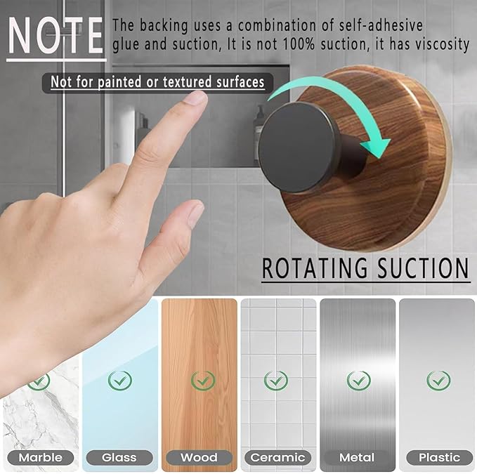 Suction Cup Hooks for Shower, 9 PCS Waterproof Towel Hooks for Bathroom Window Glass Door Adhesive Hooks, Bath Robe Looafh Wreath Hooks for Hanging, No Drill Removable & Reusable