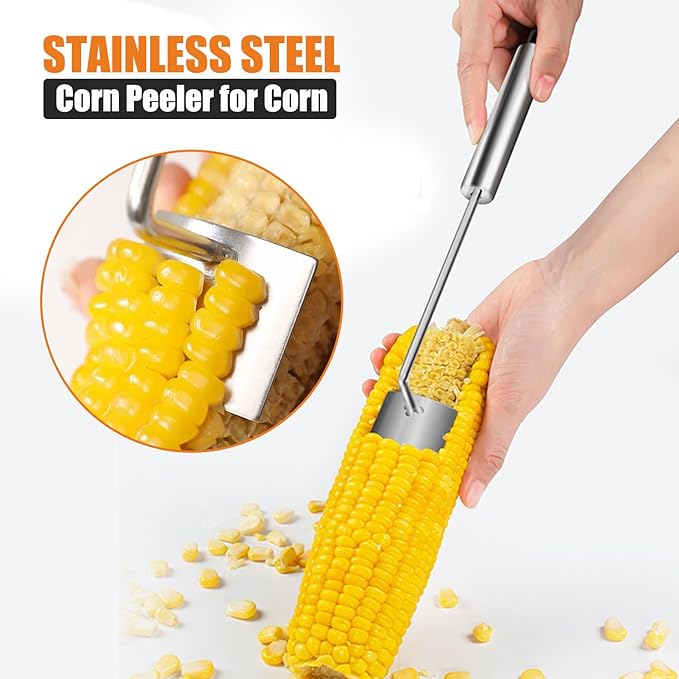 Corn Peeler Corn Thresher Corn Stripper for Corn On The CobCorn Shovel Corn Scraper Corn Kernel Remover Tool Cob Planer Corn Cutter Corn Knife Tool Stainless Steel Kitchen Gadgets
