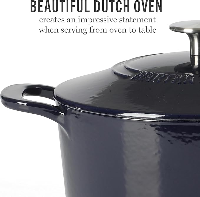 Martha Stewart Gatwick 4 Quart Enamel Cast Iron Dutch Oven - Navy Blue