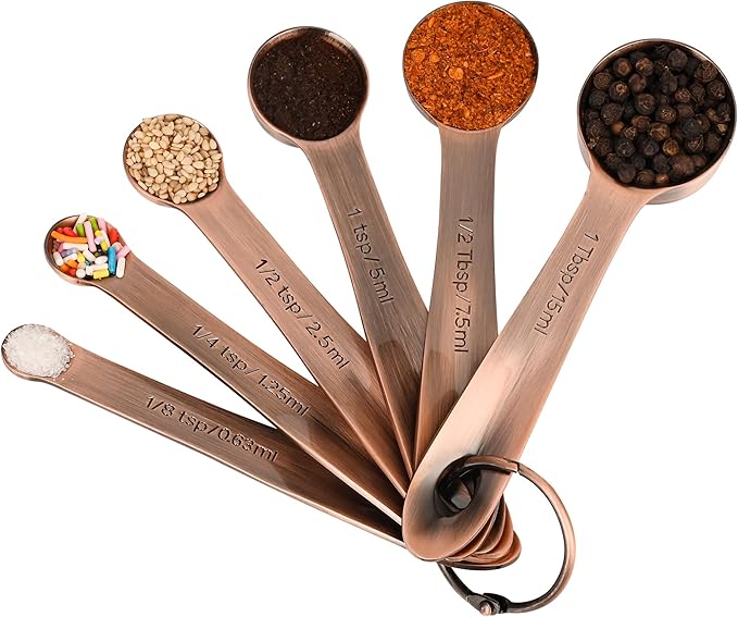 Smithcraft Measuring Cups and Spoons Set, Copper Measuring Cups and Spoons Set for Baking & Kitchen, Stainless Steel Measure Cup and Spoon for Dry &Liquid, Metal 7 Measure Cups&6 Spoons